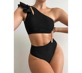 Trajes de baño de verano Push Up Bikini de dos piezas para mujer traje de baño de un hombro ropa de playa femenina Bikinis brasileños traje de baño XL negro