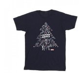Marvel Camiseta para hombre Capitán América árbol de Navidad M negro