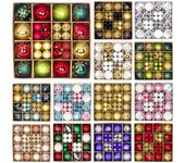 44 bolas navideñas pintadas de formas especiales de 3 a 6 cm, adornos de plástico galvanizado
