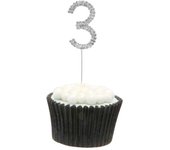 Apac Adorno para tarta de tercer cumpleaños con diamantes de imitación One Size plata