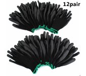 12 pares de guantes de trabajo con revestimiento de seguridad protegen las manos PU Nylon antideslizante a prueba de polvo M