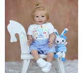 BZDOLL 55 CM Pintura 3D Piel Silicona Reborn Baby Doll Tiene Vasos Sanguíneos Realista 22 Pulgadas Rubia Lisa Princesa Niño Niña Cumpleaños Juguete 55cm 3D-paint Skin Doll