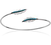 Les Trésors De Lily [N7144] - Bracelet argent ouvert 'Navajos' turquoise argenté - 55 mm 6 mm
