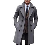 Abrigo coreano de invierno para hombre, abrigo largo de lana para el viento, abrigo de lana para hombre, abrigo informal de negocios, gabardina gruesa, chaqueta para hombre de gran tamaño 3XL XL gris oscuro