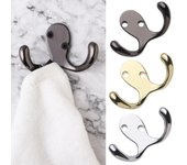 Suministros de baño Artículos diversos Ropa de metal Gancho de pared pulido Ganchos dobles Percha oro