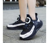 Zapatos para niños Zapatos casuales Zapatos para padres e hijos Zapatos de tendencia Tendencia para niños Todo fósforo Moda casual Zapatos con botones giratorios Zapatos de baloncesto 29 negro