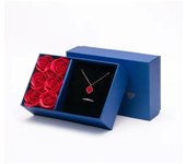 Joyero de alta gama con seis rosas, conjunto de joyas de plata 520, caja de regalo para San Valentín, pulsera, colgante, anillo y caja. dark blue