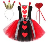 Disfraz de Reina de Corazones Roja para niñas, vestido de tutú elegante para fiesta de cumpleaños de Halloween, vestidos de princesa de tul S (1-2 Years) varios colores