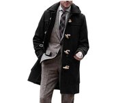 Abrigo de tweed cálido para exteriores con botones de cuerno de buey y solapa engrosada para otoño e invierno para hombre XS azul marino