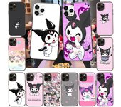 Funda para iPhone 16, 15 Plus, 14, 13, 12, 11 Pro, 8, 7, 6S, 6 SE, 5S, X, XR, XS Max, Realme C30, C33, C31, 9I, funda negra suave LI28 Kuromi iPhone 16 Plus azabache