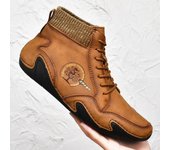Botas de cuero de moda para hombre, zapatos casuales para hombre, zapatillas de deporte, botines occidentales de caña alta, botas de nieve impermeables de invierno con piel, botas de nieve súper cálidas 41 verde