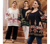 Blusa de talla grande 5XL para mujer, blusa informal de manga larga con cuello redondo y estampado Floral, Tops tipo túnica holgados de gran tamaño para mujer 5XL azul marino