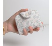 Monederos pequeños de lona con estampado floral para niñas, tarjetero, auriculares, almacenamiento de llaves, bolsa de cosméticos, bolsa de viaje pequeña portátil blanco