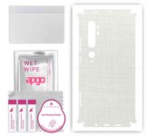 apgo Protective Skin Sticker for the back+sides compatible with Xiaomi Mi Note 10, Full Wrap Film, Foil, Vinyl - Pattern White Fabric