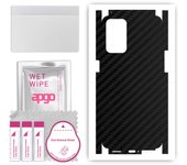 apgo Protective Skin Sticker for the back+sides compatible with Oppo Reno 6 5G, Full Wrap Film, Foil, Vinyl - Pattern Carbon Black