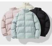 Chaquetas de plumón de invierno con cuello alto para hombre y mujer: gruesas, de color liso y corte informal. 4XL caqui