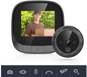 DD3-timbre de puerta con orificio para puerta, cámara inteligente Wifi Hd de 2,4 pulgadas, timbre de ojo de gato Visible para el hogar, intercomunicador de teléfono de voz inteligente, vídeo antirrobo negro