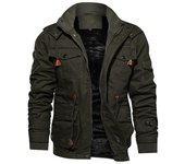 Chaqueta tipo gabardina informal ajustada de invierno para hombre M caqui