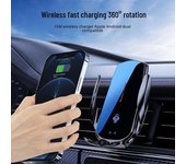Cargador inalámbrico magnético para coche de 15 W de carga rápida y soporte para teléfono con inducción infrarroja. 96 mechanical negro