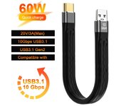 Cable de datos Fonken USB 4,0 Gen3 PD 100W 5A carga rápida USB C a tipo C Cable Thunderbolt Cable de datos USB C 40Gbps A-C 10Gbps negro