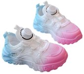 Zapatos para niñas, nuevos zapatos de verano para niños con botones giratorios, zapatillas de malla transpirables, zapatos para papá para niños grandes 26
