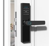 Cerradura inteligente WiFi Cerradura de puerta de entrada sin llave TY APP/Huella digital/Contraseña/Tarjeta/Llave mecánica 5 Desbloqueo negro
