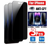 Paquete de 3 protectores de pantalla antiespía de cubierta completa para iPhone 14 Pro Max 14 Plus 13 12 Max Protector de pantalla de privacidad iPhone XR X Xs Max 7 8 6 Plus Glass For iPhone 11 Pro Max negro