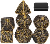 Juego de 7 dados poliédricos de metal portátiles con diseño de calavera hueca, exquisitos accesorios para cartas de mesa.