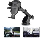 Accesorios para automóviles con ventosa Soporte de navegación GPS para teléfono móvil de 4 a 6,7 pulgadas Soporte para teléfono de automóvil Soporte giratorio de 360 grados Estiramiento universal Black