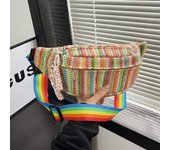 Riñonera de viaje para hombre y mujer, bolso de hombro informal con diseño de arcoíris, riñonera deportiva, bolsa para teléfono, dinero en el pecho color rosa