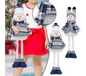 Navidad nueva tela azul retráctil muñeco de nieve muñeca decoraciones adornos One Size azul