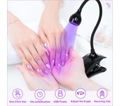 Secador de luces Led para uñas, lámpara ultravioleta UV, Mini escritorio Flexible con Clip, herramientas de manicura y pedicura de curado de Gel USB