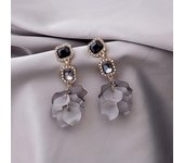 Pendientes de flores a la moda, pendientes colgantes de pétalos grises, joyería para fiesta de compromiso para mujer, regalos gris