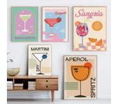 Pósteres y impresiones de dibujos animados de Aperol Spritz Martini Margarita, lienzo, pintura, club, bar, tienda, decoración moderna del hogar, regalos 21x30cm No Frame