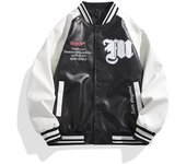 Chaqueta de motociclista retro americana, chaqueta de cuero PU, chaqueta de béisbol para hombre, chaqueta funcional de piloto de primavera y otoño M