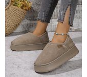 Botas de nieve de color liso para mujer, botas de invierno informales con forro de felpa y sin cordones, botines cómodos 36 color rosa