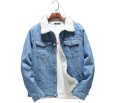 Hombres Otoño Invierno Denim Upset Chaqueta Vintage Manga Larga Suelta Jeans Abrigo XL negro
