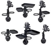 Bandeja expansora para portavasos de coche, rotación de 360 grados, antivibración, universal, fácil de instalar, bandeja para comida, soporte para teléfono móvil F