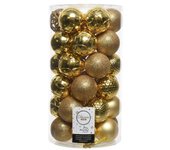 Tubo de 37 Bolas Doradas decorativas para Árbol de NaVidad Ø6Cm