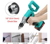 Taladro eléctrico sin escobillas de 88V, destornillador eléctrico inalámbrico de 800W y 13mm, Portabrocas de bloqueo automático de 1/2  , taladro de hielo, herramienta eléctrica con batería de ion de litio 1 x Battery