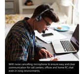 Auriculares para computadora OY136 de 3,5 mm con micrófono y cancelación de ruido, auriculares montados en la cabeza, llamadas con cable negro