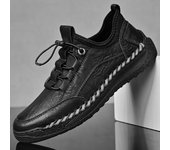 Zapatillas de deporte para hombre hechas a mano con cordones para exteriores, antideslizantes, para caminar y conducir 39 negro