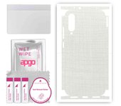 apgo Protective Skin Sticker for the back+sides compatible with Xiaomi Mi A3, Full Wrap Film, Foil, Vinyl - Pattern White Fabric