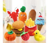 Juguete de peluche antiestrés para mascotas, con forma de fruta de dibujos animados de colores, resistente a las mordeduras, con sonido, accesorios para limpiar los dientes de las muelas de los gatos y los perros Donut pink