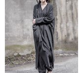 Johnature Mujeres Maxi Abrigo Trench Vintage Ropa Long Trench Linen One Size marrón