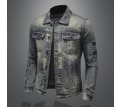 Chaqueta vaquera retro de motociclista con rotos y corte entallado para hombre 2023 XL