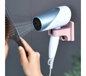 Soporte de pared para secador de pelo, gancho para secador de pelo, estante de almacenamiento para el hogar, organizador de baño color rosa