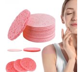10/20/30/50 piezas de esponja facial reutilizable redonda absorbente comprimida natural desmaquillante exfoliante SPA limpieza facial kit de esponja de celulosa 10 pcs color rosa