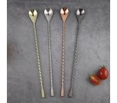 Agitador de cóctel con mango largo de 30 cm, cuchara mezcladora de acero inoxidable para barman, herramienta para coctelera de whisky oro rosa