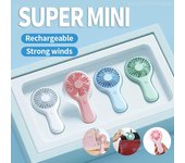 Mini ventilador portátil creativo de mano, pequeño, con carga USB, 3 velocidades, para escritorio, oficina, viajes, ventilador de bolsillo, silencioso, para estudiantes color rosa